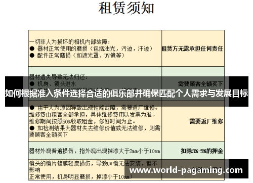 如何根据准入条件选择合适的俱乐部并确保匹配个人需求与发展目标 如何根据准入条件选择合适的俱乐部并确保匹配个人需求与发展目标