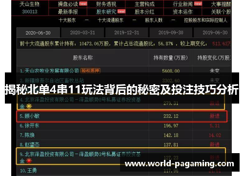 揭秘北单4串11玩法背后的秘密及投注技巧分析 揭秘北单4串11玩法背后的秘密及投注技巧分析